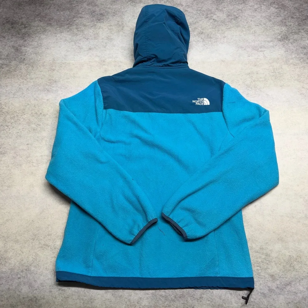 The North Face Denali 2 Hooded Fleece Jacket Womens Medium Blue Full Zip‎ Hoodie